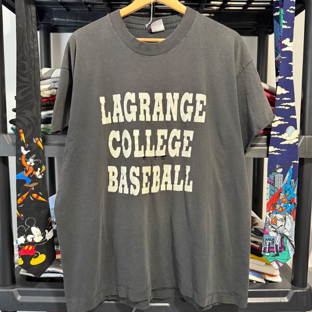 Vintage Black Lagrange College Baseball Tee XL Thrashing
